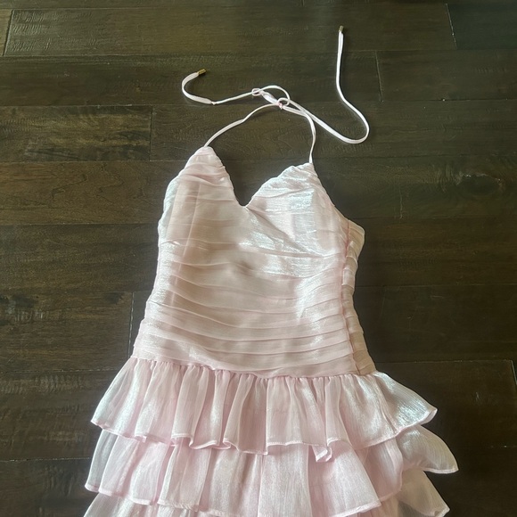 Hello Molly Pale Pink Ruffled Mini Dress - Picture 2 of 4